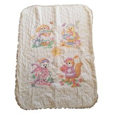 Cross Stitch Quilt Baby Blanket Comforter Crib Toddler Bed Gift Nursery Decor