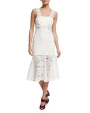 ALEXIS Bojana White Lace Sleeveless Square Neck Midi Dress Size XS