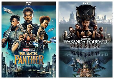 Black Panther 1 and Black Panther 2 Wakanda Movies  1 & 2 DVD Bundle Brand New