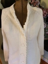 Ladies White Sweater Cardigan Medium