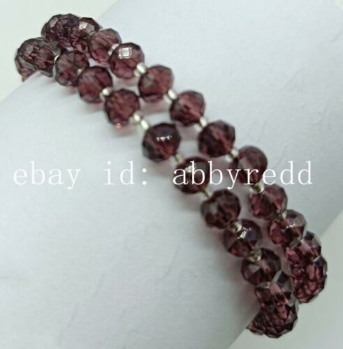 Beautiful 4x6mm Brown Faceted Crystal Beads Elastic Bracelet 7.5 Inch - Picture 1 of 6