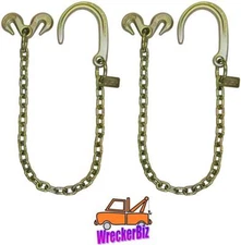 (2) N711-AC3 Ultimate Rear Axle Chain 3' J Hook Grab Hooks Wrecker Tow Truck