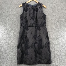LOFT Dress Women 8 Petite Stone Gray Textured Pleated Round Neck Mini Sleeveless