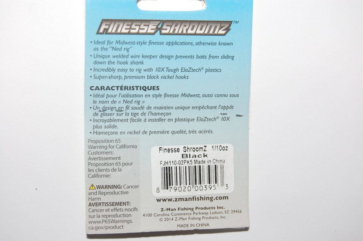 10 packs zman z-man finesse shroomz ned rig jigheads 1/10oz
