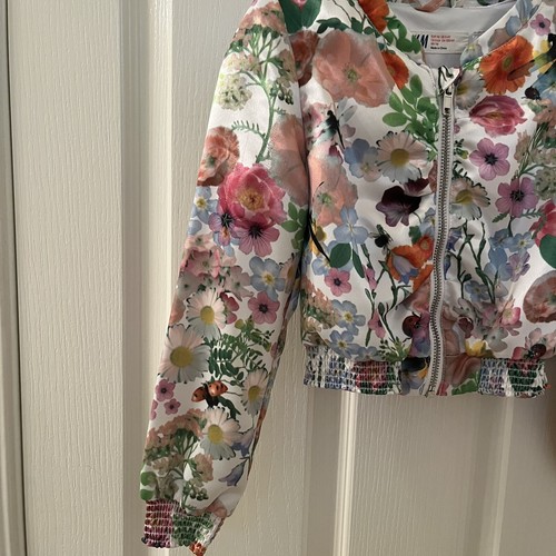 H&M Floral Satin Bomber Jacket Girls Size 5-6 - Picture 5 of 14