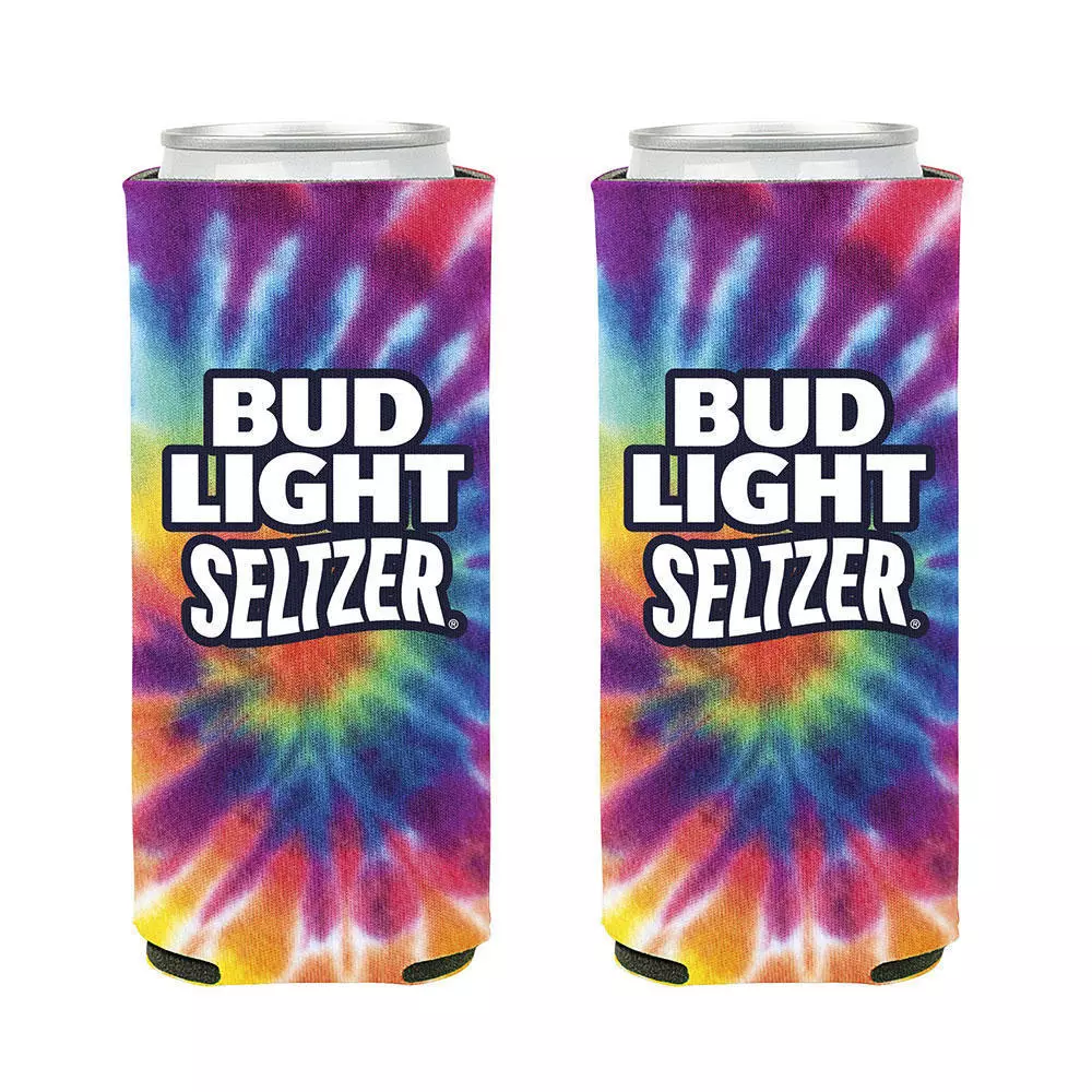 Tie Dye Bud Light Seltzer Koozie Fits 12 oz Aluminum Slim Can Coozie Rainbow