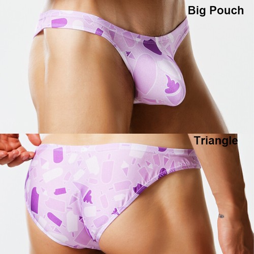 Men Sexy Bikinis Purple Ice Cream Low Waist Swimwear Briefs Thong Bathing Suits - Picture 12 of 27