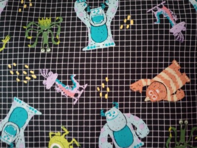 Disney monsters inc character fun fabric mike black 9 x 9 inch