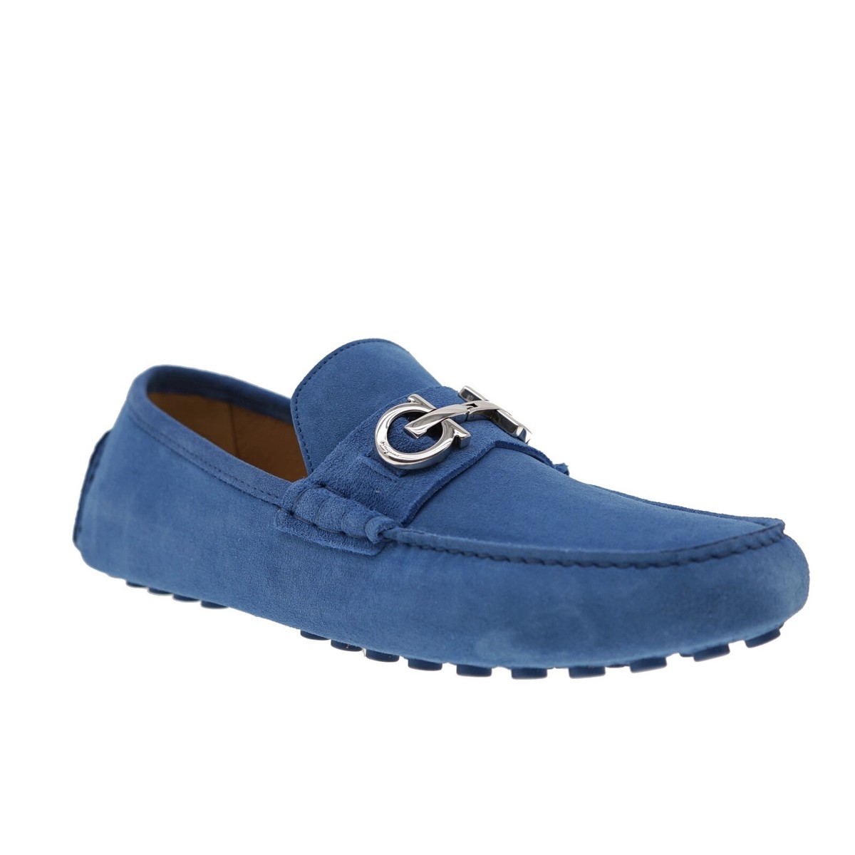 Salvatore Ferragamo Grazioso Loafers Gancini Blue Suede