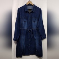 NWT Cashew Floral Denim Shirt Dress Womens 48 Blue Boho Retro 90s Y2K Casual