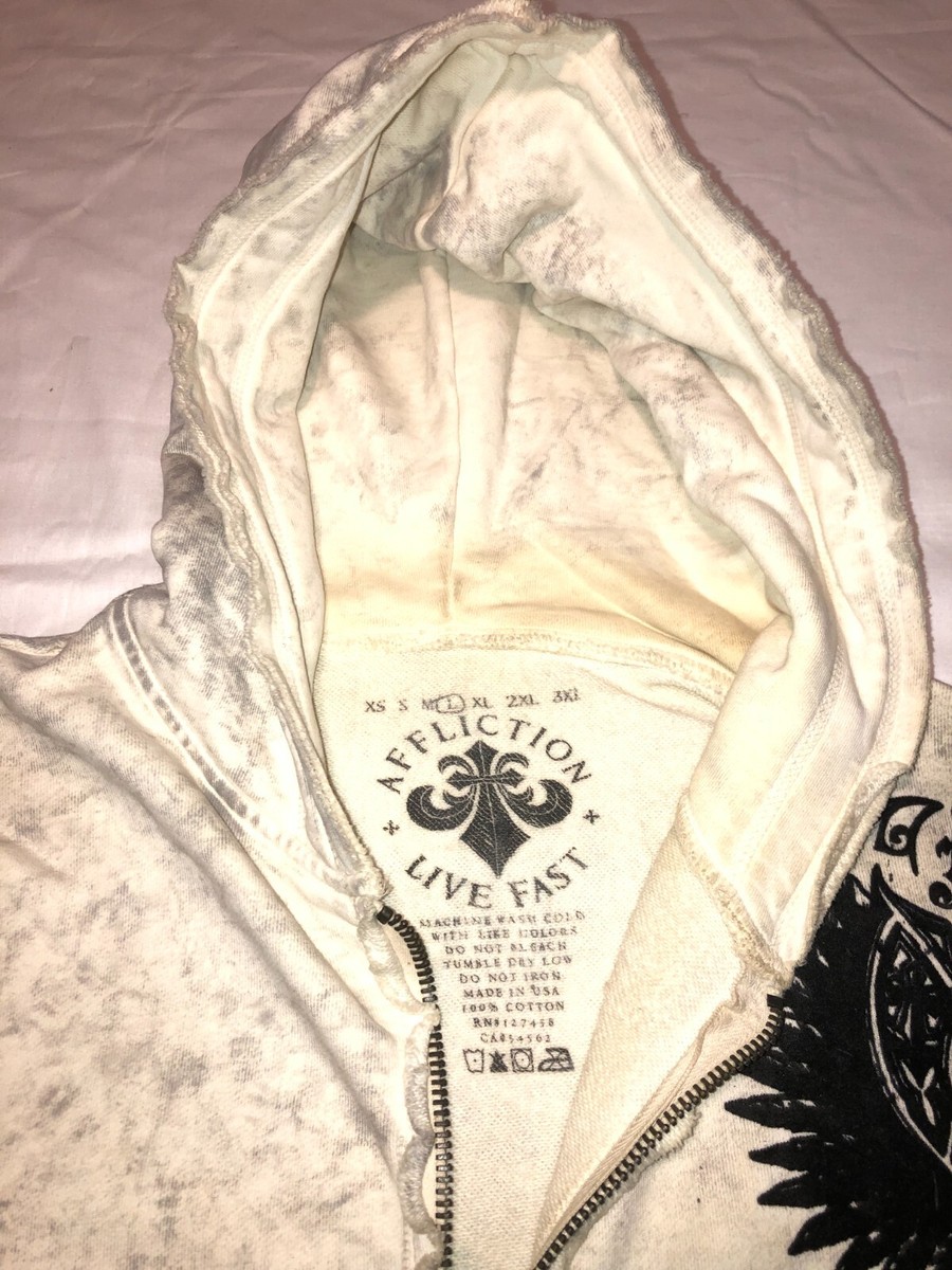 Rare Y2K Affliction Men's Gray Live Fast Full Zip Hoodie L | eBay