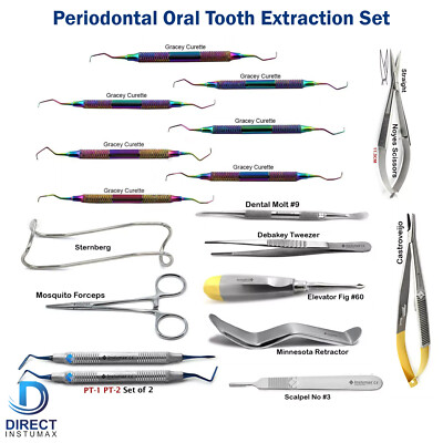 Dental Periodontal Curettes Gracey Root Scalling Tooth Scraper Scalers Retractor