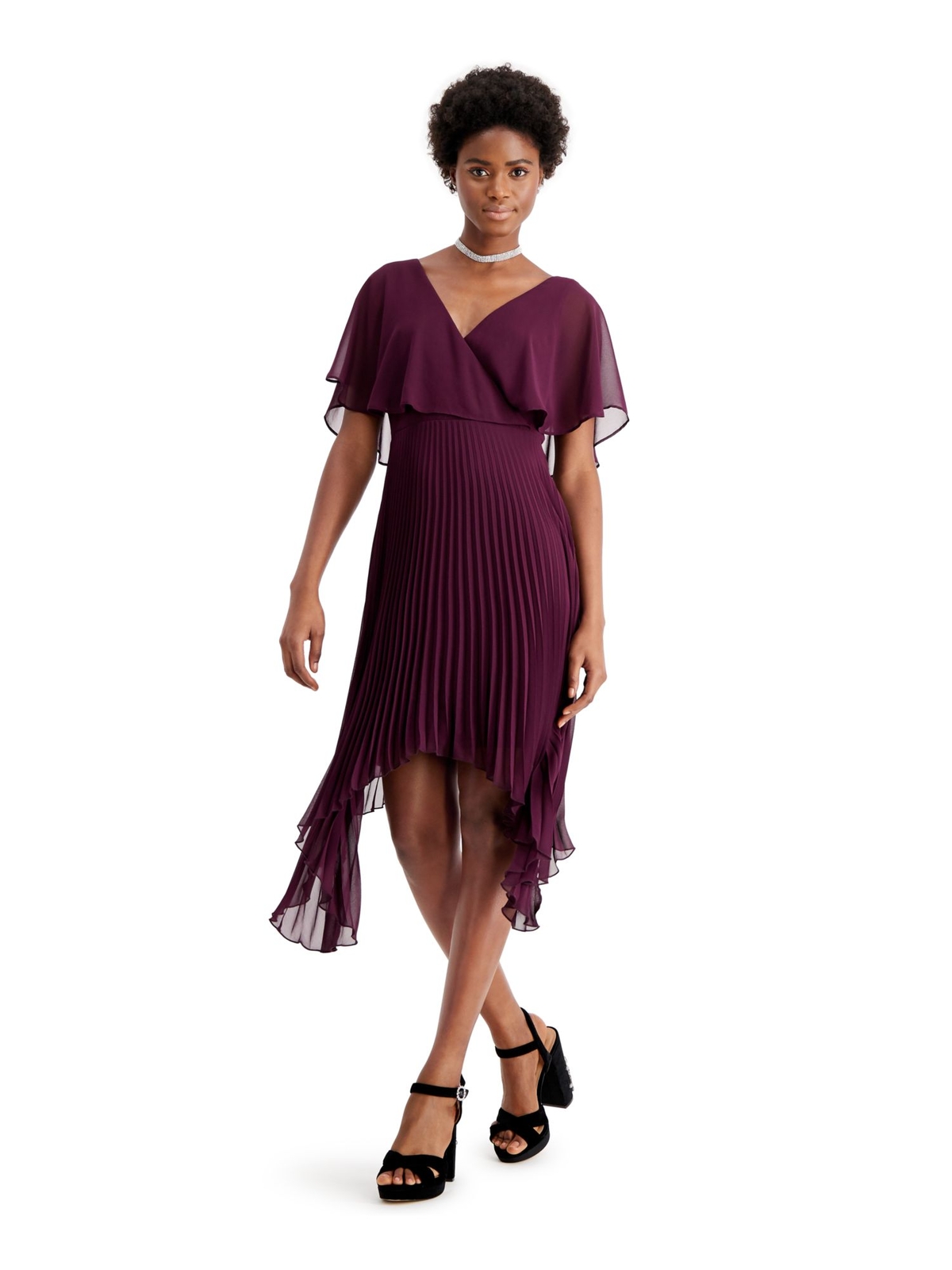KENSIE DRESSES Женское бордовое платье-футляр миди с коротким рукавом и V-образным вырезом 0