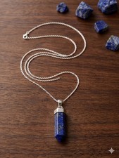 Lapis Lazuli Pendant Necklace Blue Stone Real...