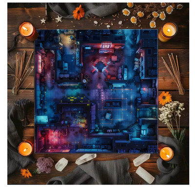 D&D Futuristic SCI-FI Battle Map Cloth RPG Dungeon Floor Plan Table Mat 50x50CM