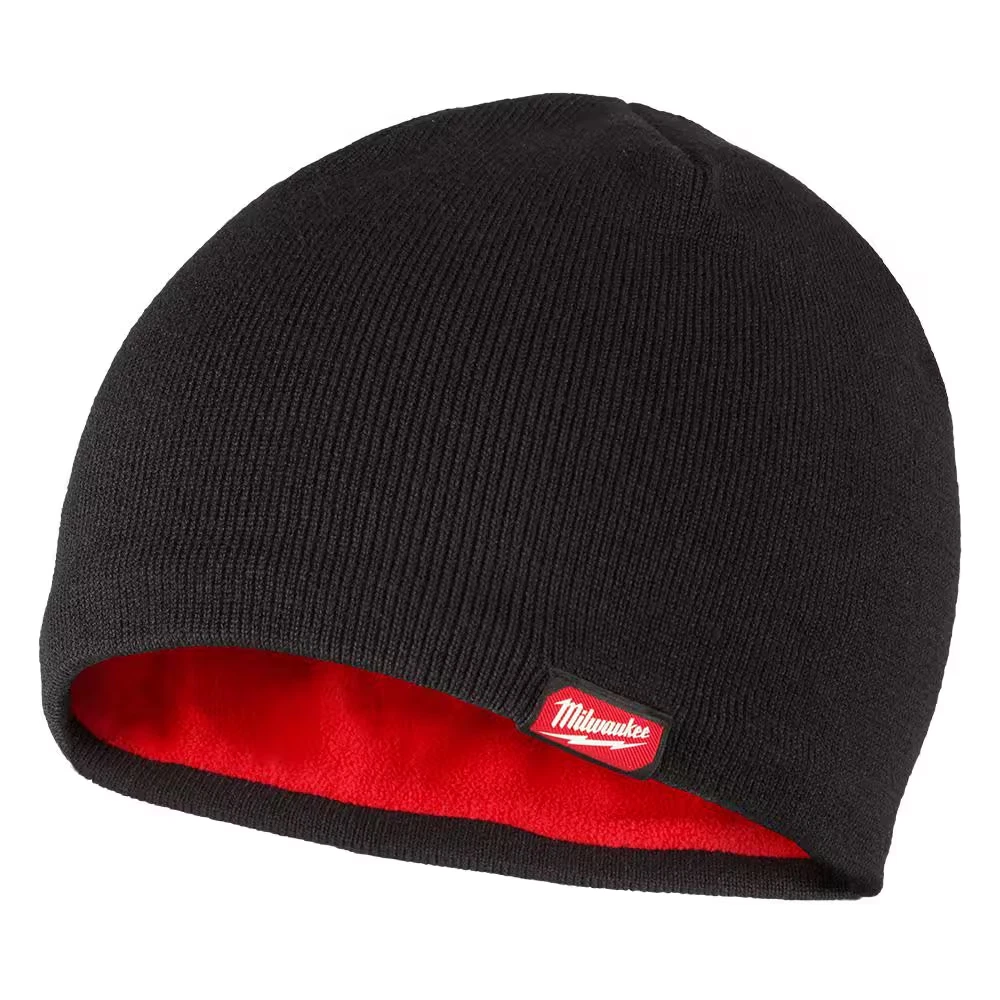 Black Fleece-Lined Beanie Cap