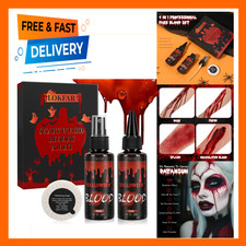 Fake Blood Kit 4 in 1 with Spray Head Dripping Head Washable Skin Friendly