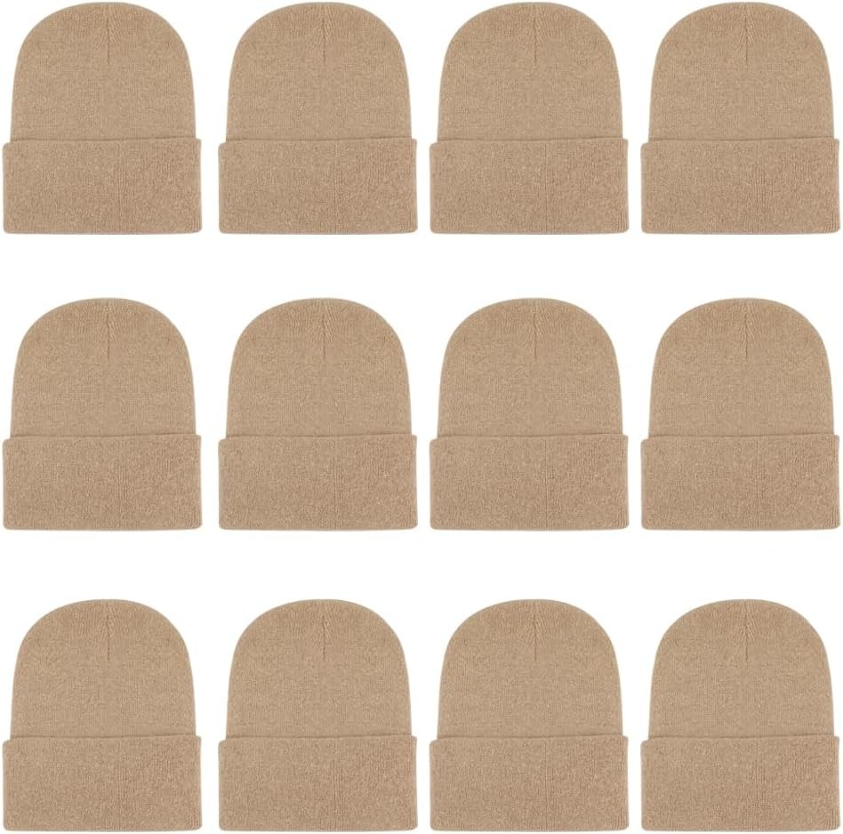 12 Pack Bulk Beanie Winter Hats for Men Women Warm Cuffed Knit Skull Caps