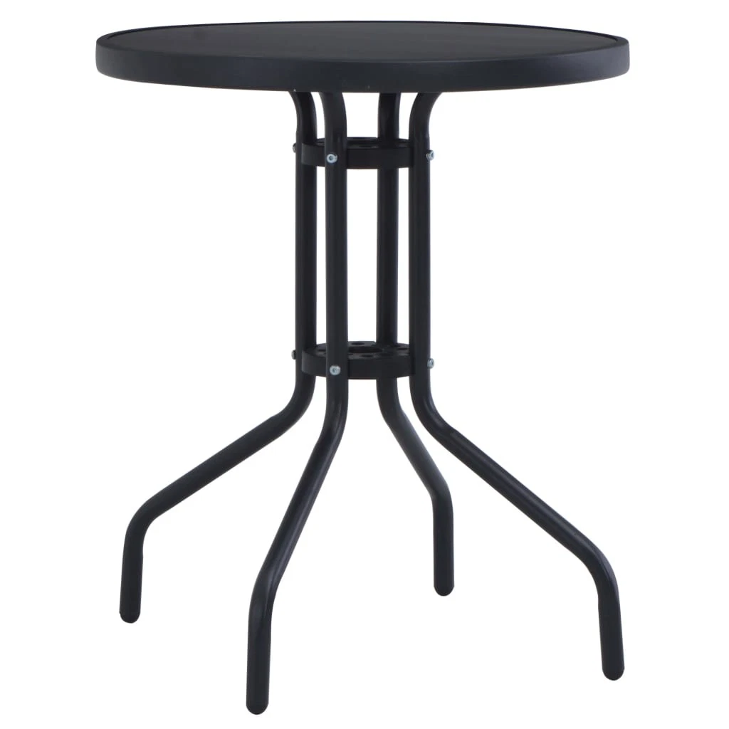 Tavolino da Giardino Rotondo con Foro per Ombrellone, Tavolino da Esterno in Metallo e Vetro, per Cortile Giardino Balcone, 81x81x71cm (Rotond | Leroy Merlin
