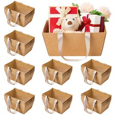 Empty DIY Party Gift Basket Kit Handles Market Trays Brown Classic 48 PCS