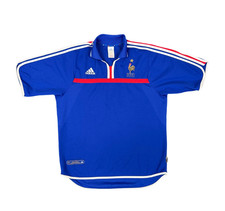 adidas France 2000 Home Shirt Blue Men's L Short Sleeve