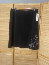 Norton McNaughton Black A-line skirt white floral embroidery NWT woman  s 14