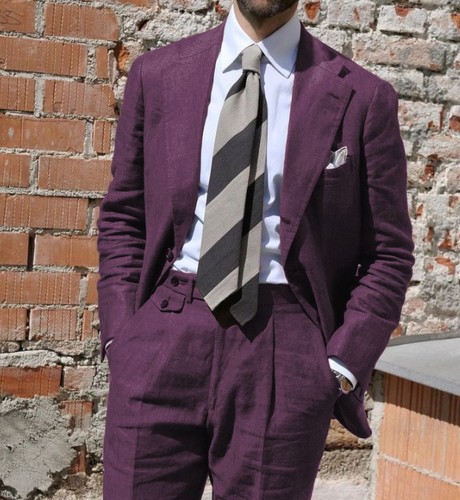 Brown Linen Men's Suit Summer Leisure Daily Wear Wedding Groom Prom Tuxedos 2pcs - Picture 17 of 22