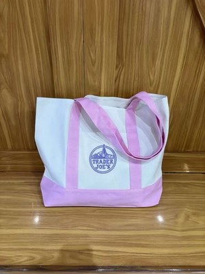 Trader Joe s Canvas Large Pink Shopping Bag Limited Tote New W/Tags | US STOCK