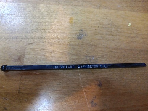 The Willard Hotel Washington DC Hotel Ware Swizzle Stick Drink Stirrer Vintage
