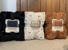 NWT Costco Halloween Faux Fur Throw Blanket Ghost Cat Pumpkin PICK COLOR 