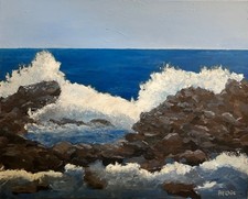 “Breaking Wave” Original painting by ATCHIE. Cert. of Authenticity. Ships Free.