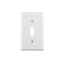 White Standard Size Toggle Wallplate, Resists Dust, Fading, and Moisture
