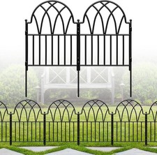 Garden Fence 17 in H x 10.56ft L Arched Metal Fence Panel No Dig Fence Ground