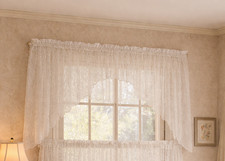 Swag Curtains White Lace Windsor 56x38 Cottage Farmhouse Window Treatment
