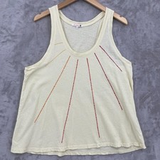 Sundry Women's 4/ XL Yellow Sunshine Embroidered Cotton Tank Top USA Made