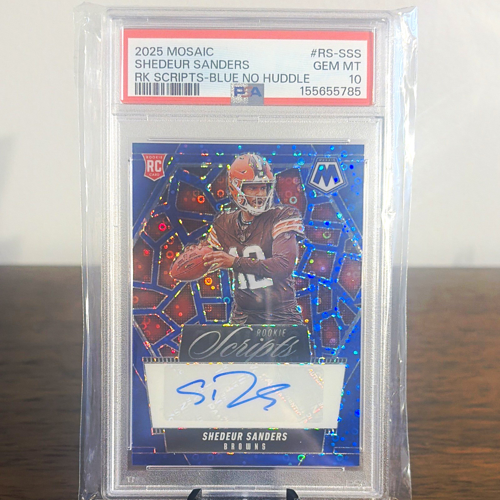 Shedeur Sanders Panini Mosaic Rookie Scripts #RSSSS No Huddle Blue