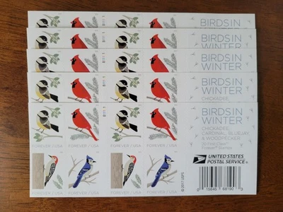 20 FOREVER FIRST CLASS LETTER STAMPS "BIRDS IN WINTER" MNH 2017 BOOK PANE