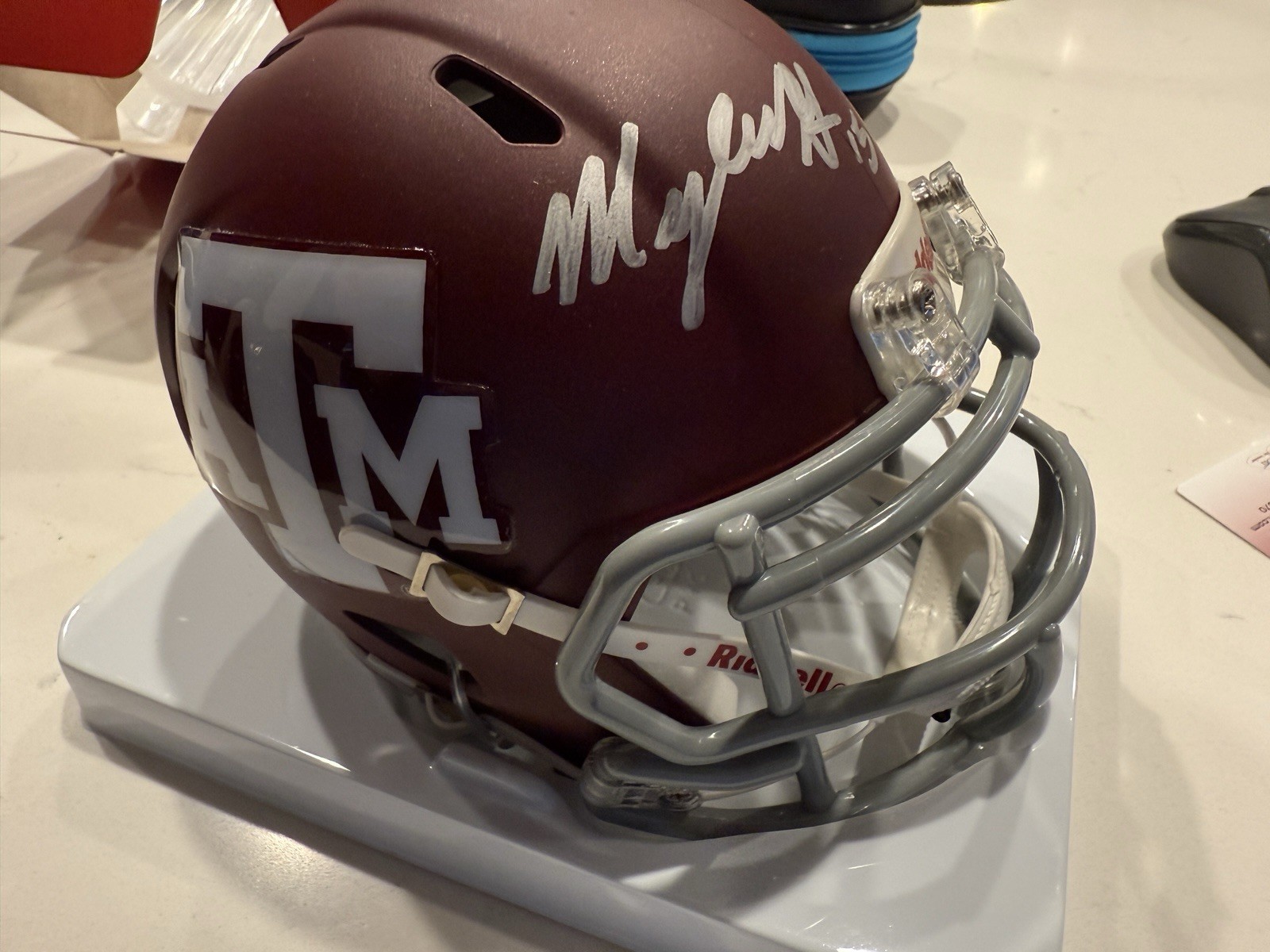 Myles Garrett Autographed Signed Texas A&M Aggies Maroon Mini Helmet JSA Cert Browns Auto 