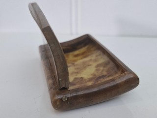 Antique / Vintage Wooden Walnut / shell ? snuff box