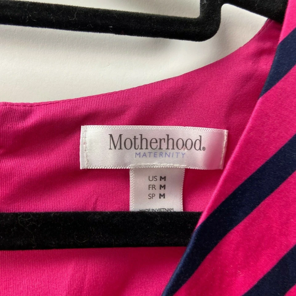 Motherhood Maternity Medium Womens Hot Pink Black Sleeveless A-line Dress - Image 3 of 4