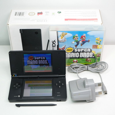 Nintendo DSi Schwarz Konsole Inkl. New Super Mario Bros Free Royal Mail 24 Post   