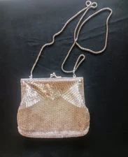 Magid Vintage Evening Bag Silver Beaded Purse Clutch or  Shoulder Strap