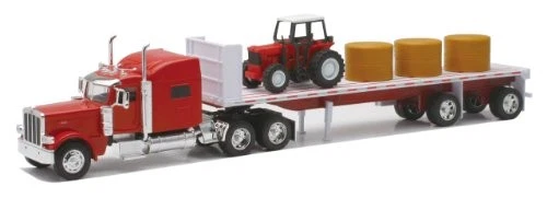 Newray Peterbilt 389 with Hay and Farm Tractor Playset 1/32 Scale Model Toy - Image 2 of 2