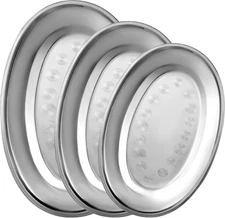3 Pcs Stainless Steel Serving Tray Large Oval Platter SetOval Serving Set Hea...