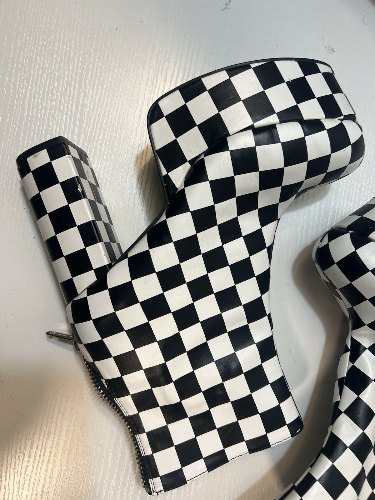 Current Mood Boots 9 Checkered Platform Ankle Boo… - image 10