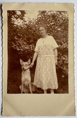 orig. Photo Postcard Mother Child Dog Animal Circa 1920 