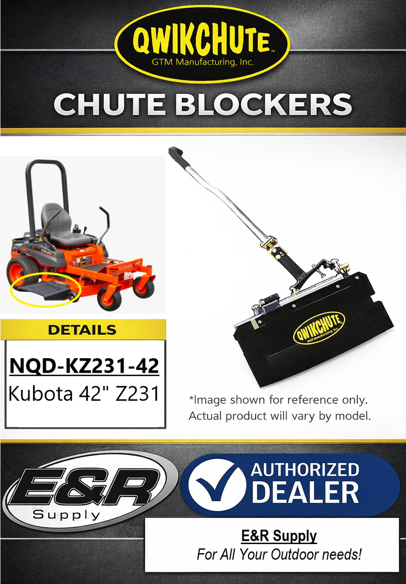 Qwikchute Chute Blocker for Kubota Z231 Z232 42 Qwikchute Chute Blocker for Kubota Z231 Z232 42