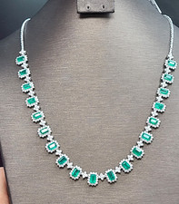 DEAL 15.38TCW 100 GENUINE EMERALD  DIAMONDS LADIES NECKLACE 14K GOLD 18"
