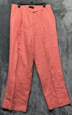 Banana Republic Womens Size 12 Pink Linen Full Length Straight Leg Pants U3 