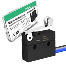3PCS Waterproof Micro Limit Switch, SPDT 1NO 1NC, IP67 Sealed Roller Lever, 5...
